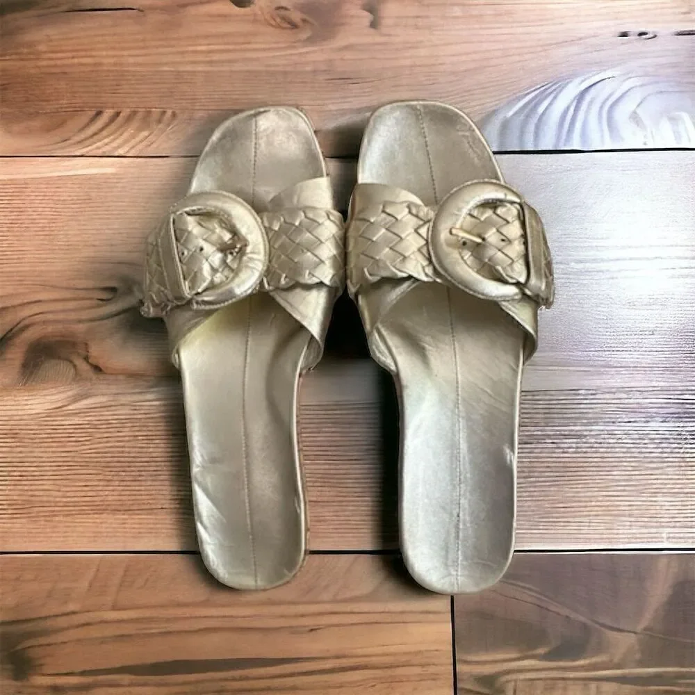 Nike Lab G Series Gold Wedge Sandals Women's Size 8B Braided Cork Heel